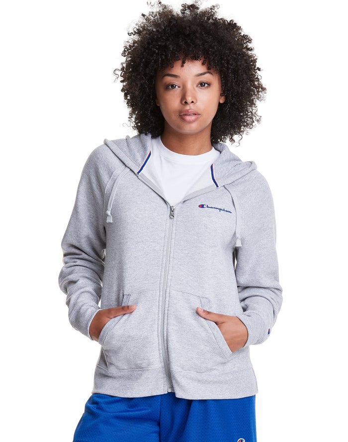 Champion Powerblend Fleece Full Zip Hoodie Dames - Grijs - Belgie 9127YVQDT